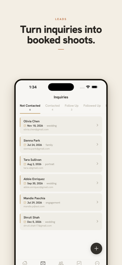 Inquiries pipeline on the iPhone app