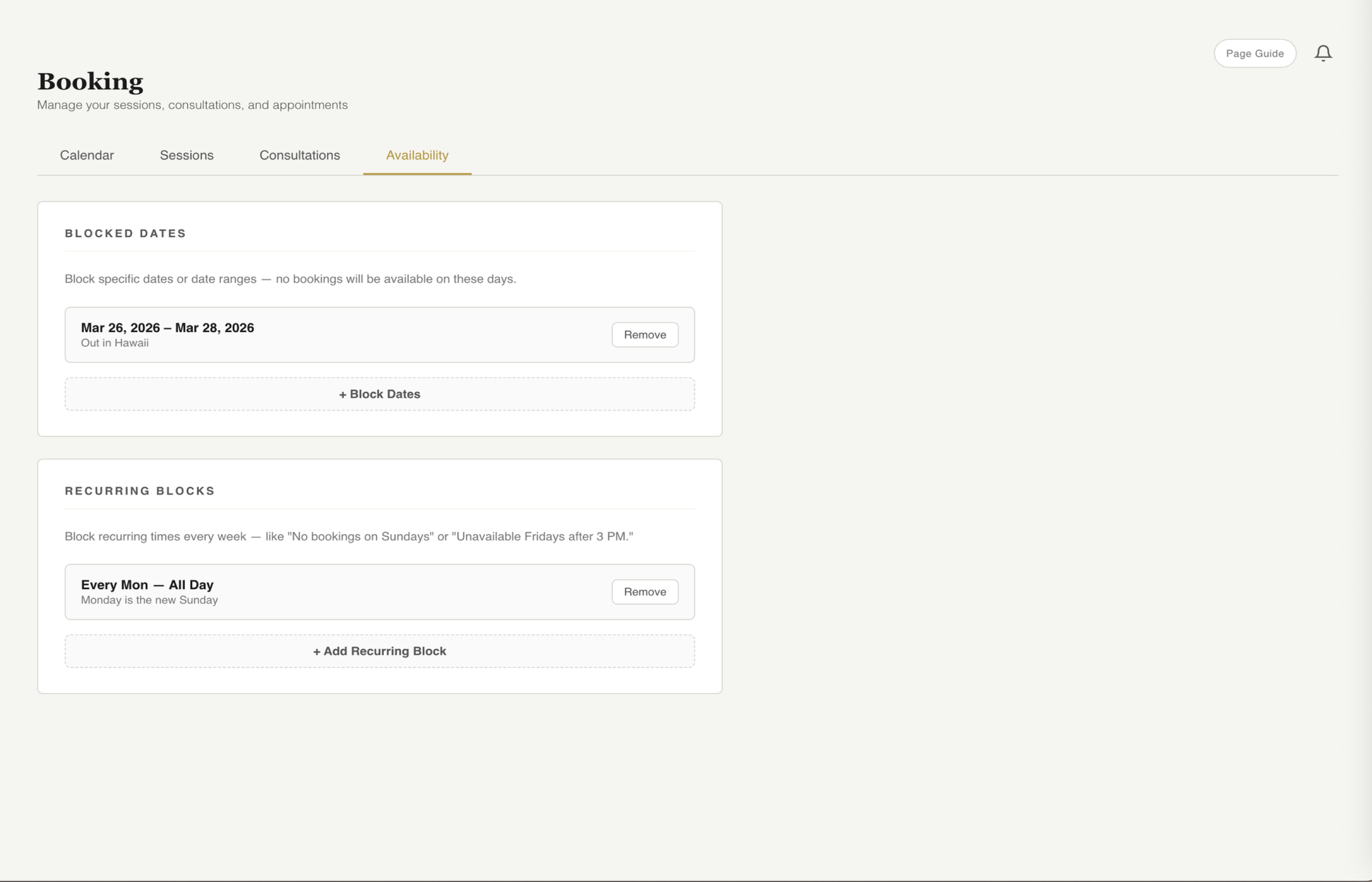 Fstop CRM availability settings to control booking hours