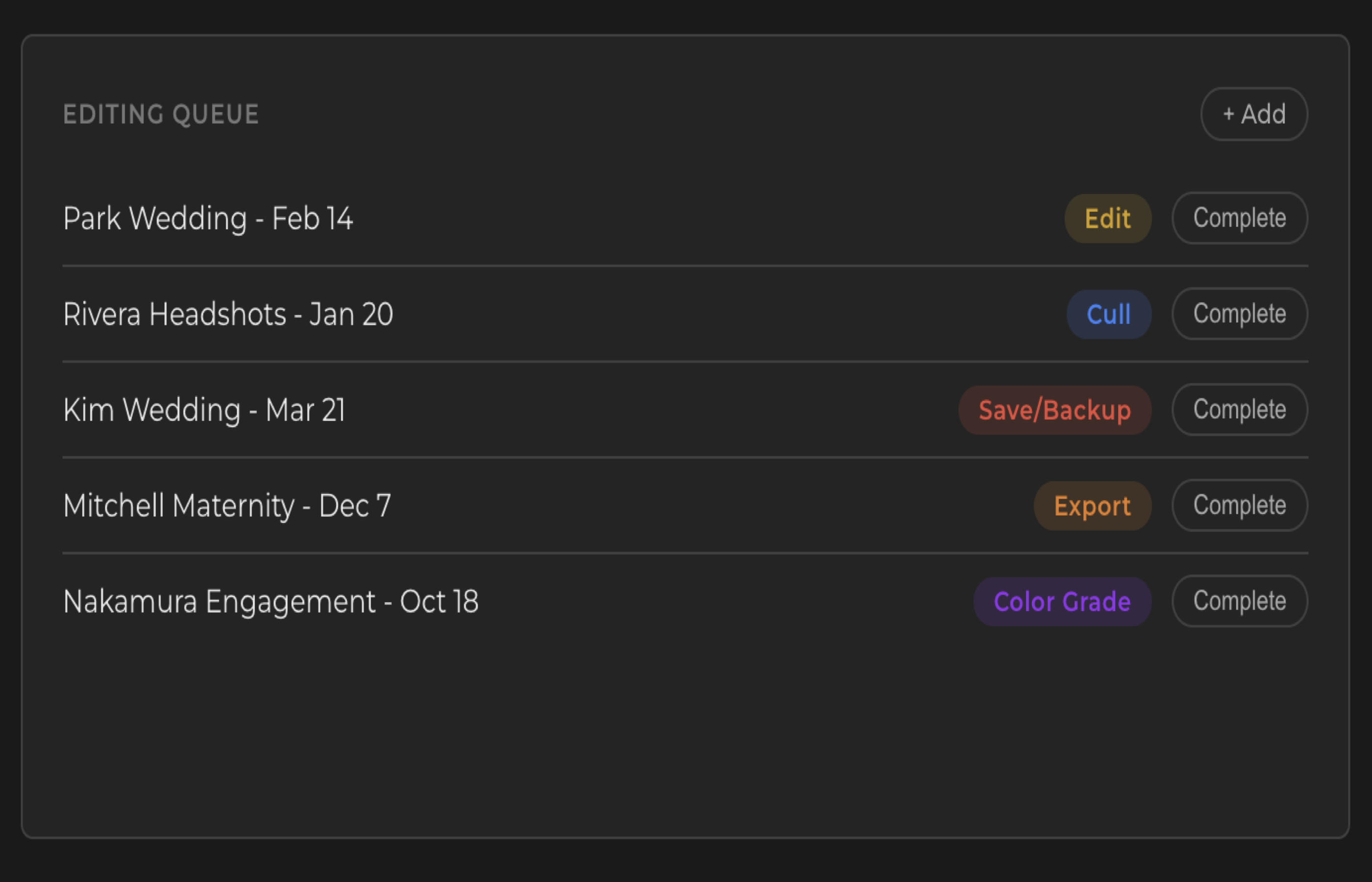 Fstop CRM editing queue tracking post-production status