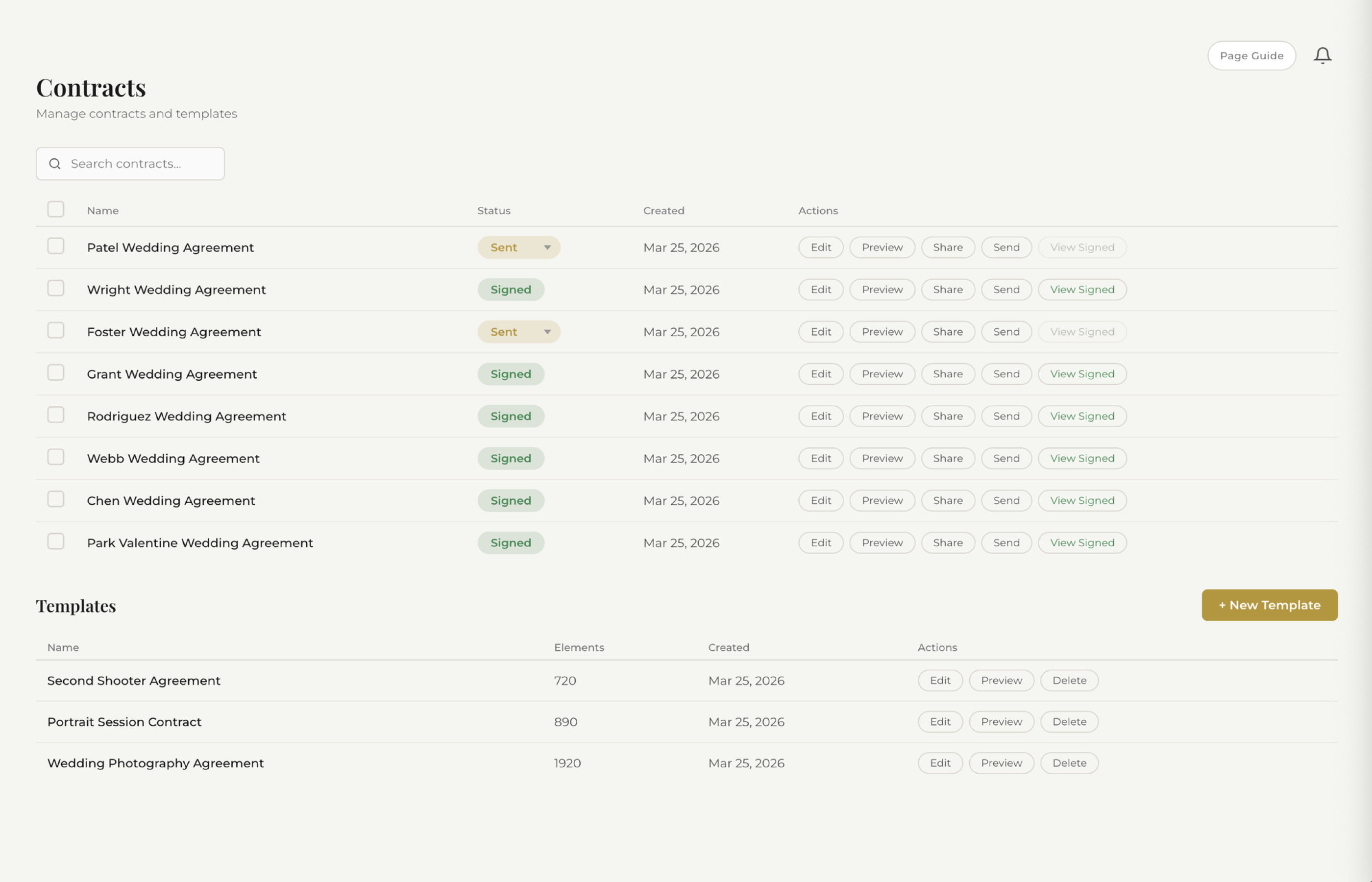 Fstop CRM contract with template selection and smart variables