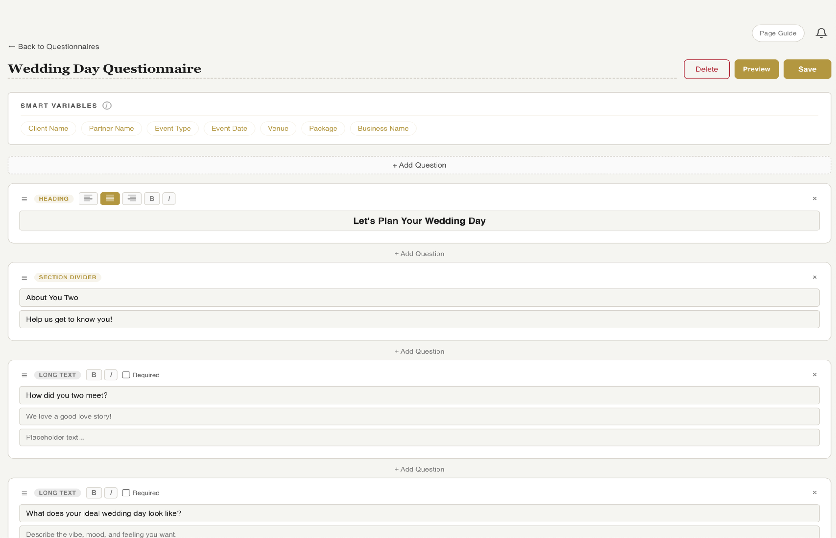 Fstop CRM questionnaire builder