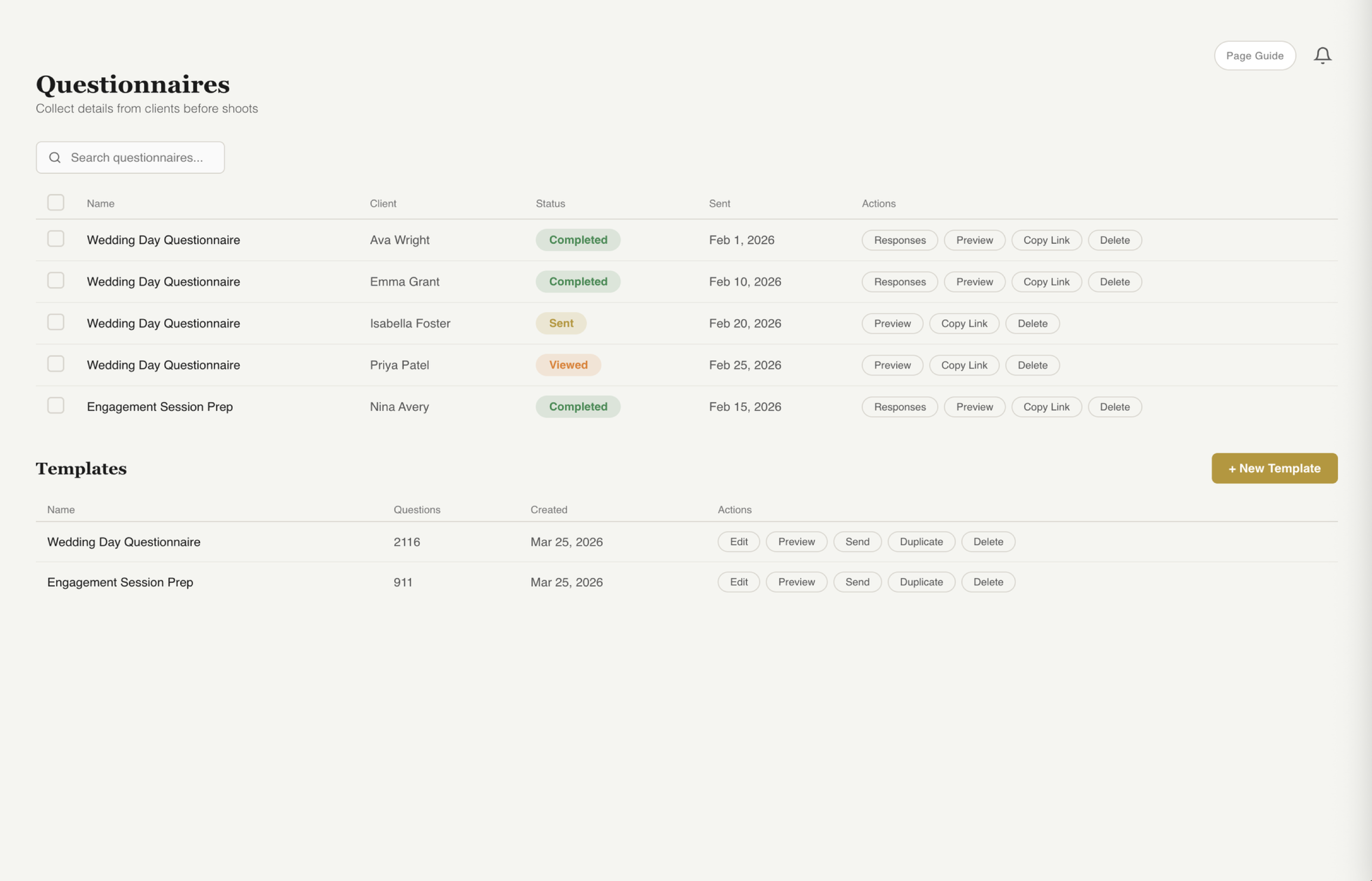 Fstop CRM questionnaires
