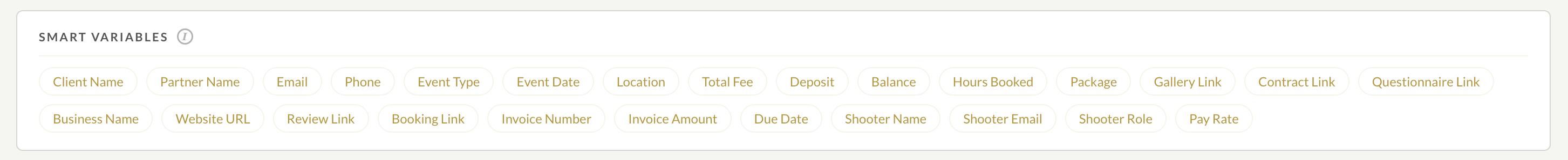 Fstop CRM smart variables picker for email templates